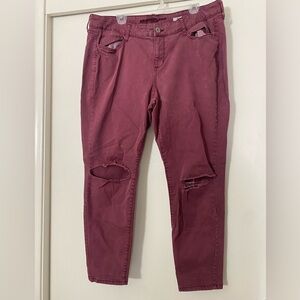 Arizona Jean 18 JRs. Plus Burgundy Ripped Jeggings